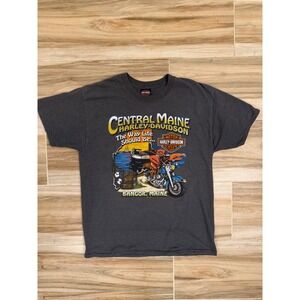 Harley-Davidson Central Maine Bangor Lobster Graphic T-Shirt Gray Mens Large